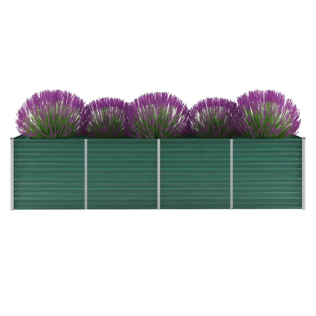 Forhøjet plantekasse 320x80x77 cm galvaniseret stål grøn