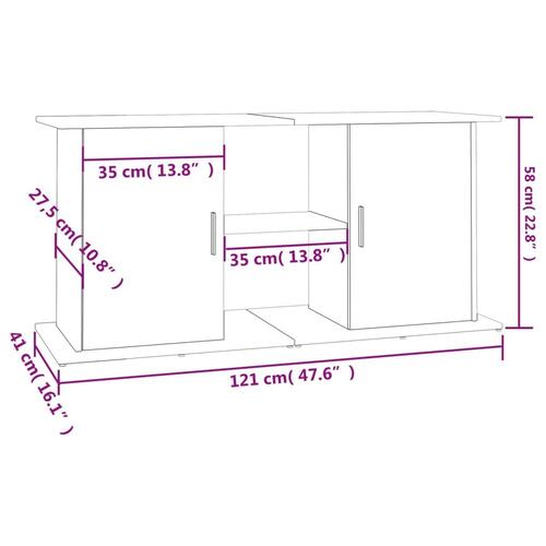 Akvariebord 121x41x58 cm konstrueret træ grå sonoma-eg