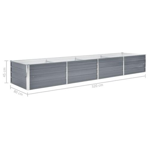 Forhøjet plantekasse 320x80x45 cm galvaniseret stål grå