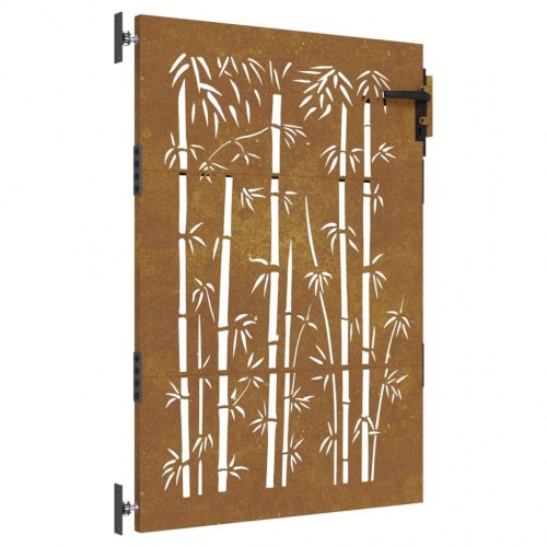 Havelåge 85×150 cm i cortenstål - bambusdesign