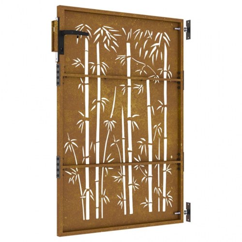 Havelåge 85×150 cm i cortenstål - bambusdesign