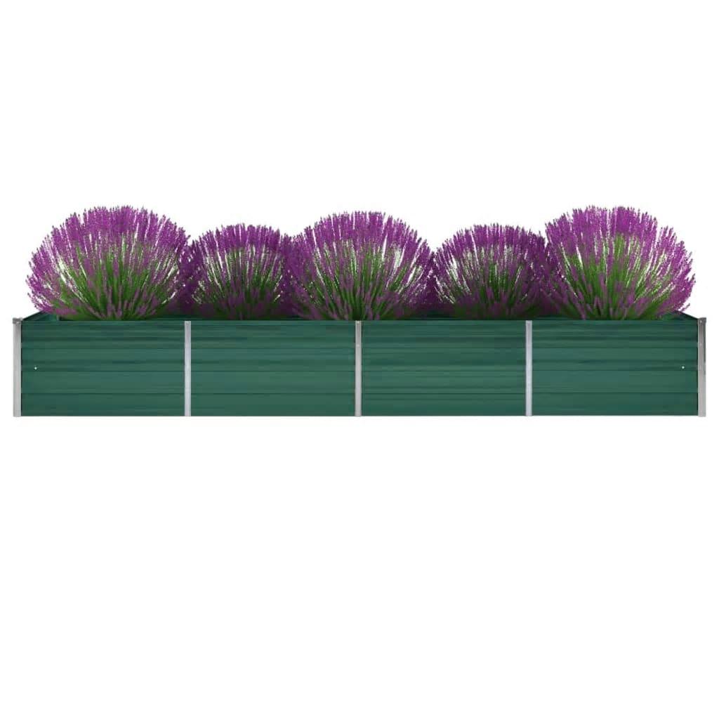Forhøjet plantekasse 320x80x45 cm galvaniseret stål grøn