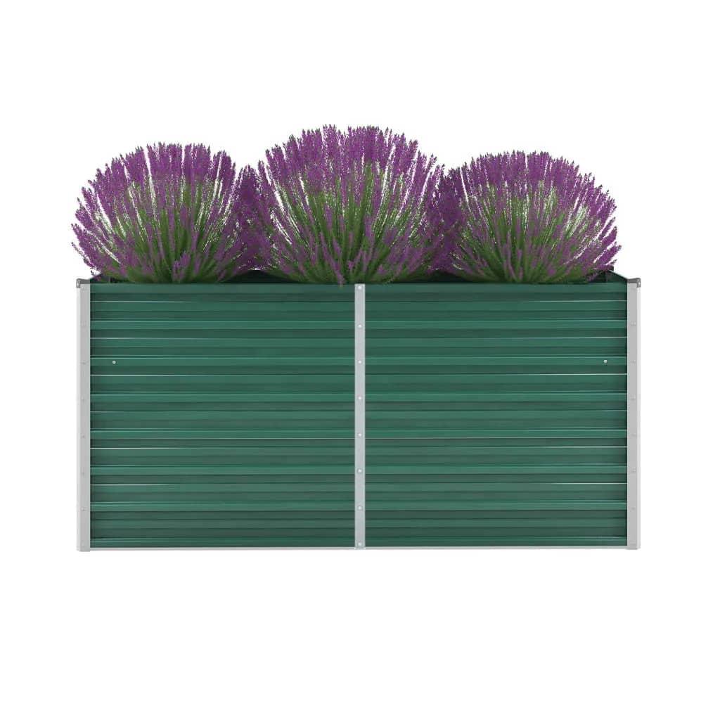 Forhøjet plantekasse 160x40x77 cm galvaniseret stål grøn