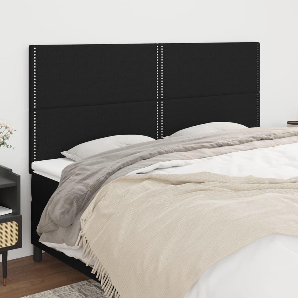 Sengegavle 80X5X78/88 Cm Stof Sort - Høj / 200 cm