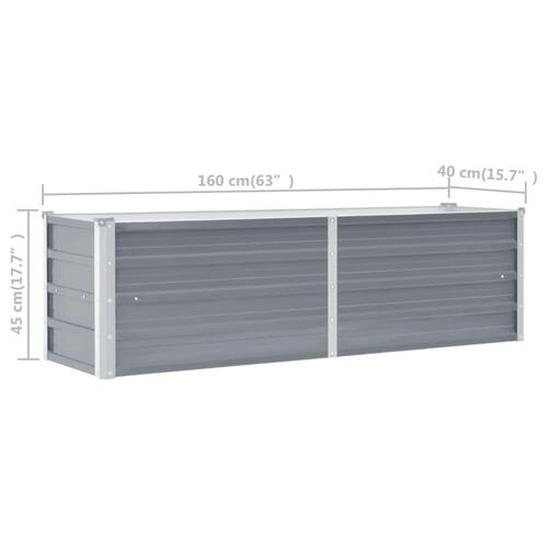 Forhøjet plantekasse 160x40x45 cm galvaniseret stål grå