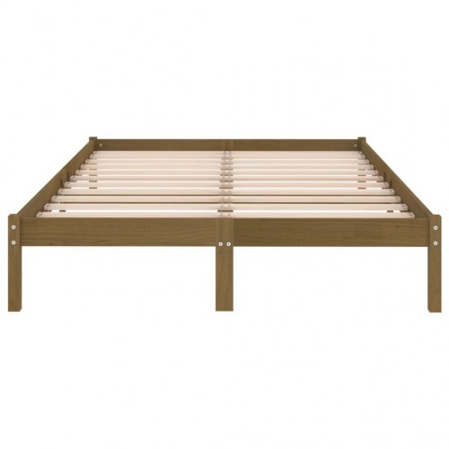 Sengeramme 120x200 cm massivt fyrretræ gyldenbrun