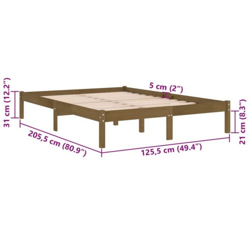 Sengeramme 120x200 cm massivt fyrretræ gyldenbrun