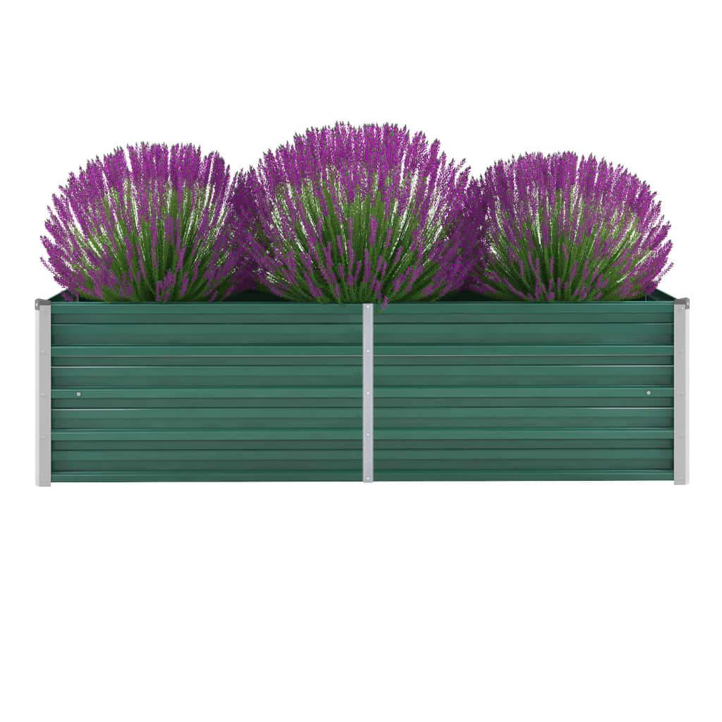Forhøjet plantekasse 160x40x45 cm galvaniseret stål grøn
