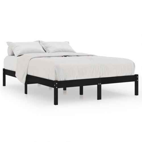 Sengeramme 120x200 cm massivt fyrretræ sort