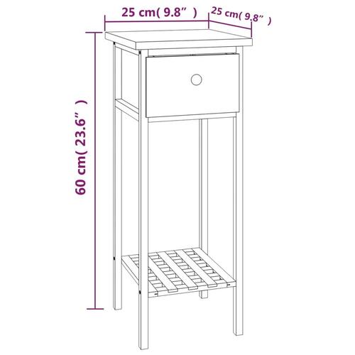 Sidebord med skuffe 25x25x60 cm massivt træ valnød