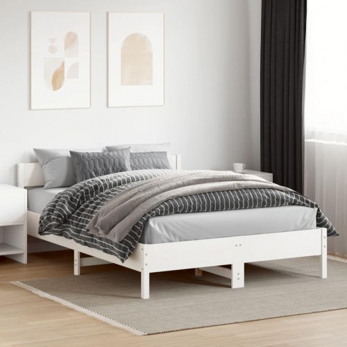 Sengeramme 160 x 200 cm i massivt fyrretræ - hvid
