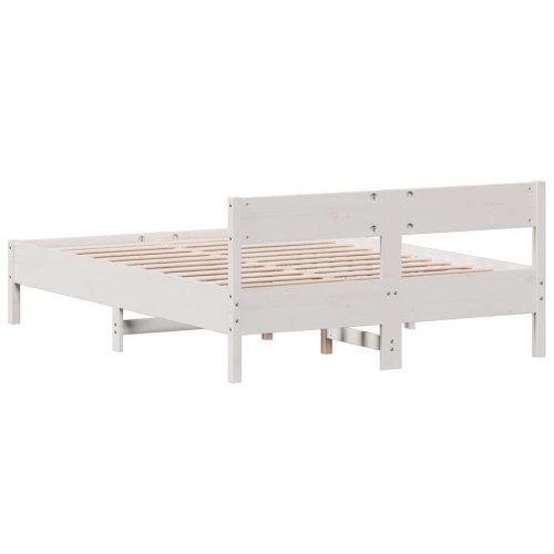 Sengeramme 160 x 200 cm i massivt fyrretræ - hvid