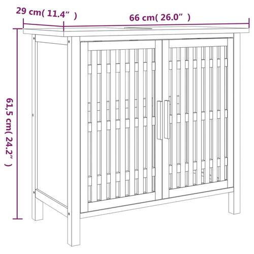 Vaskeskab til badeværelse 66x29x61,5 cm massivt valnøddetræ