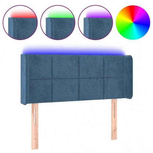 Sengegavl med LED-lys 93 x 16 x 78/88 cm fløjl - mørkeblå