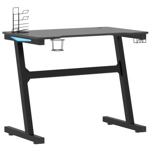Gamerbord med LED og Z-formede ben 90x60x75 cm sort