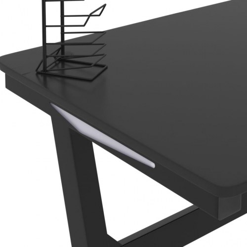 Gamerbord med LED og Z-formede ben 90x60x75 cm sort