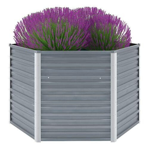 Forhøjet plantekasse 129x129x77 cm galvaniseret stål grå