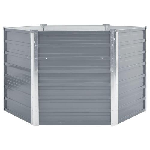 Forhøjet plantekasse 129x129x77 cm galvaniseret stål grå