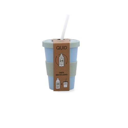 Kop med Sugerør Quid Inspira Med låg 480 ml Blå Plastik (12 enheder)
