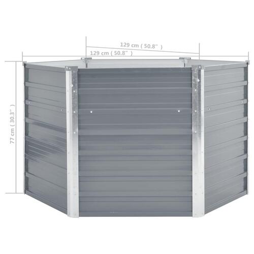 Forhøjet plantekasse 129x129x77 cm galvaniseret stål grå