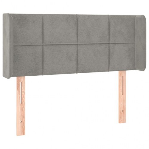 Sengegavl med LED-lys i fløjl 103 x 16 x 78/88 cm - lysegrå