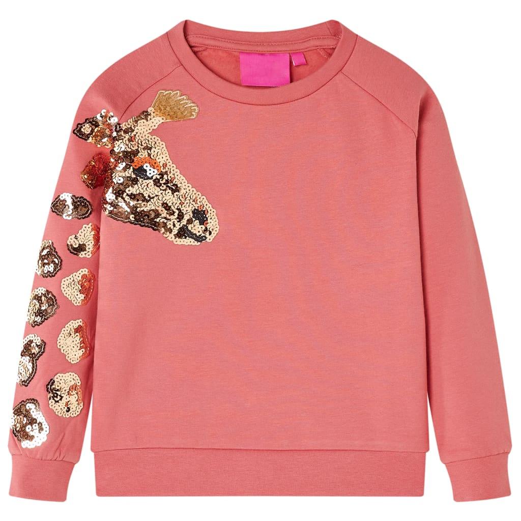 Sweatshirt til børn str. 128 - gammelrosa med pailletter