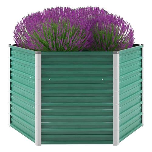 Forhøjet plantekasse 129x129x77 cm galvaniseret stål grøn