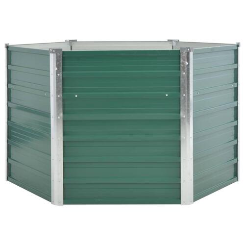 Forhøjet plantekasse 129x129x77 cm galvaniseret stål grøn