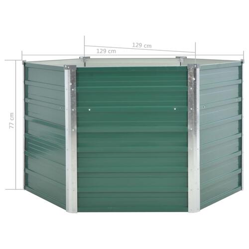 Forhøjet plantekasse 129x129x77 cm galvaniseret stål grøn