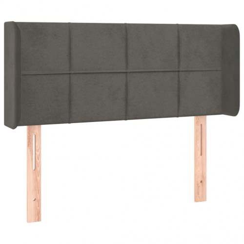 Sengegavl med LED-lys i fløjl 103 x 16 x 78/88 cm - mørkegrå