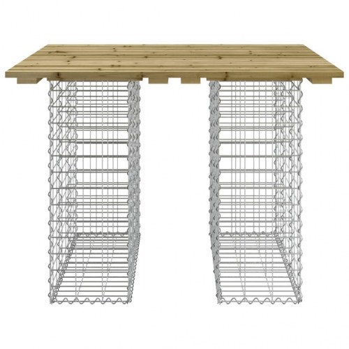 Havebord i gabiondesign 100 × 102 × 72 cm - imprægneret fyrretræ