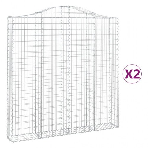 Buede gabionkurve - 2 stk. 200×30×200/220 cm i galvaniseret jern