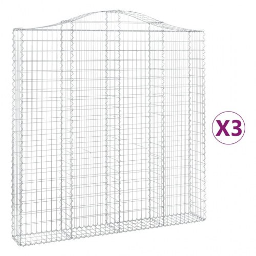 Buede gabionkurve - 3 stk. 200×30×200/220 cm i galvaniseret jern