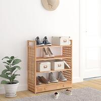 Skoreol med skuffe 70x27x81 cm massivt valnøddetræ