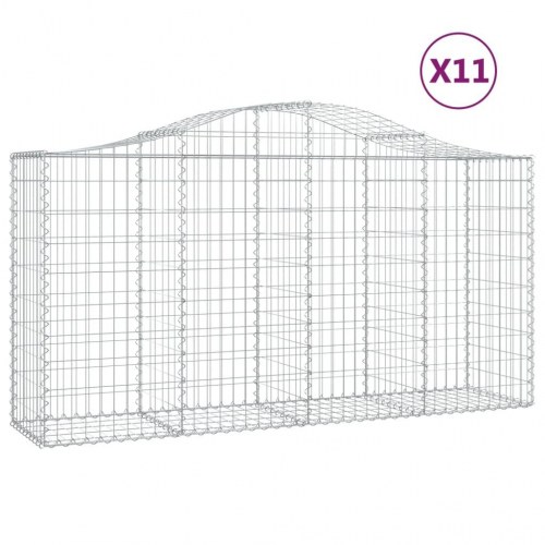 Buede gabionkurve - 11 stk. 200×50×100/120 cm i galvaniseret jern