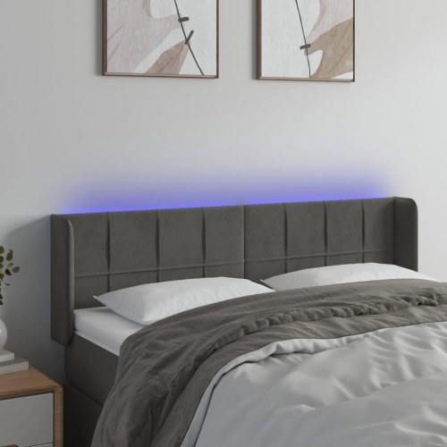 Sengegavl med LED-lys 147 x 16 x 78/88 cm - mørkegrå