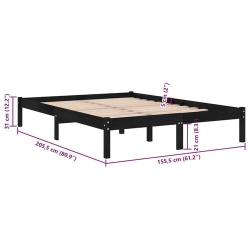 Sengeramme 150x200 cm King Size massivt træ sort