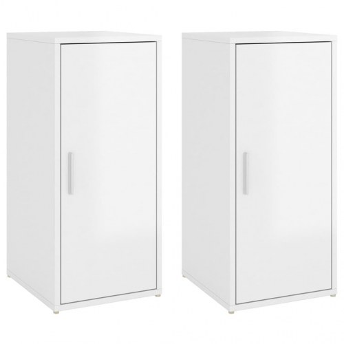 Skoskabe 2 stk. 32x35x70 cm konstrueret træ hvid højglans