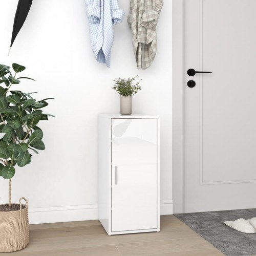 Skoskabe 2 stk. 32x35x70 cm konstrueret træ hvid højglans