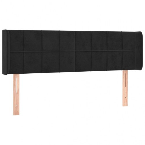 Sengegavl med LED-lys i fløjl 147 x 16 x 78/88 cm - sort