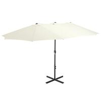 Udendørs parasol med aluminiumsstang 460 x 270 cm sandfarvet