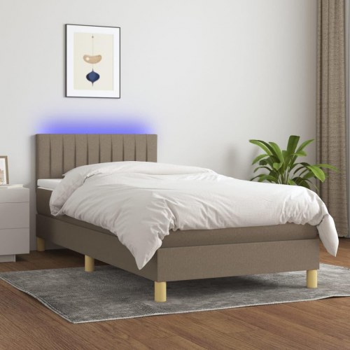 Kontinentalseng med LED-lys 80×200 cm - stof, gråbrun