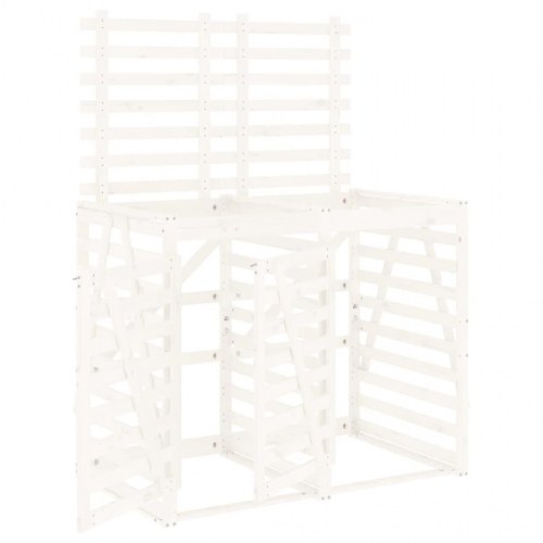 Dobbelt skraldespandsskjuler massivt fyrretræ hvid