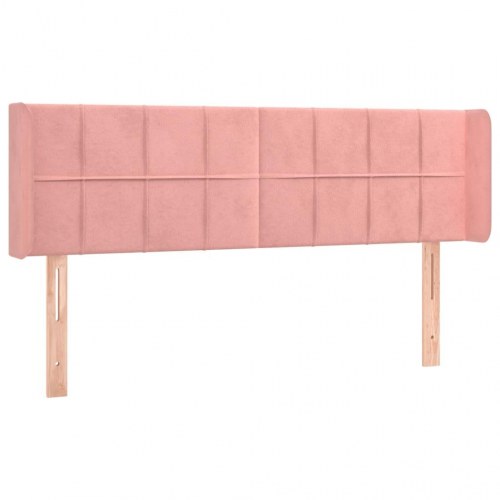 Sengegavl med LED-lys i fløjl 147 x 16 x 78/88 cm - lyserød