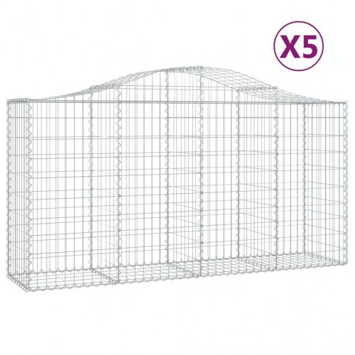 Buede gabionkurve - 5 stk. 200×50×100/120 cm i galvaniseret jern