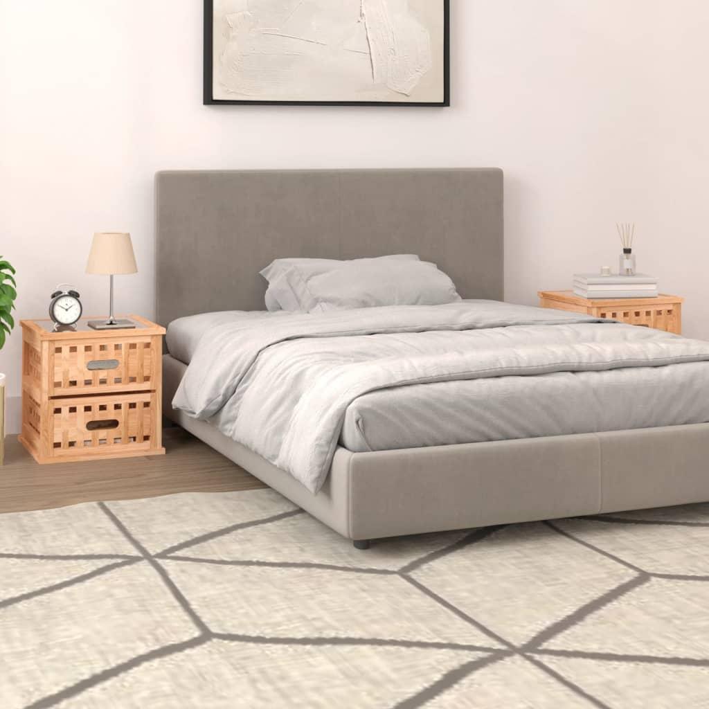 Sengeborde 2 stk. - 34×34×34 cm i massivt valnøddetræ med glastop og 2 skuffer
