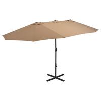 Udendørs parasol med aluminiumsstang 460 x 270 cm gråbrun