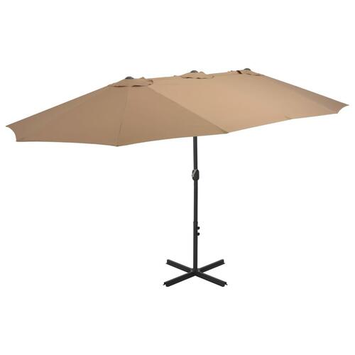 Udendørs parasol med aluminiumsstang 460 x 270 cm gråbrun