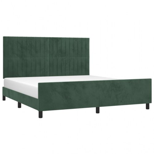 Sengeramme med sengegavl 180x200 cm i fløjl - mørkegrøn