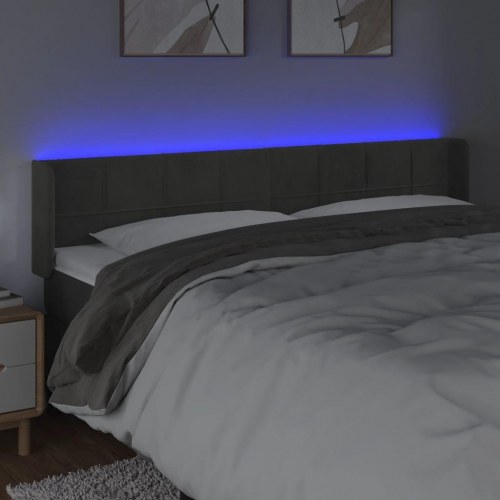 Sengegavl med LED-lys 163 x 16 x 78/88 cm - mørkegrå